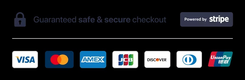 Secure Stripe checkout supporting major payment cards